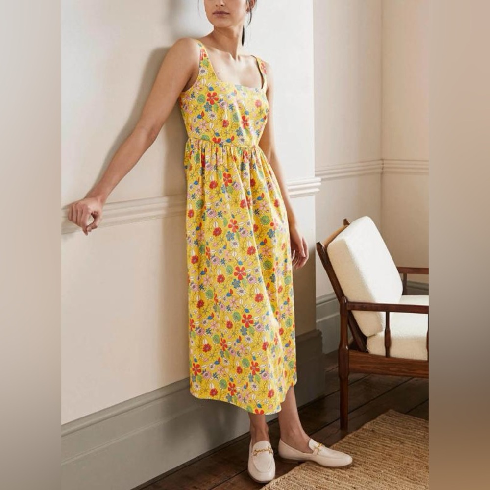 BODEN Mustard Yellow Floral Maxi Sundress